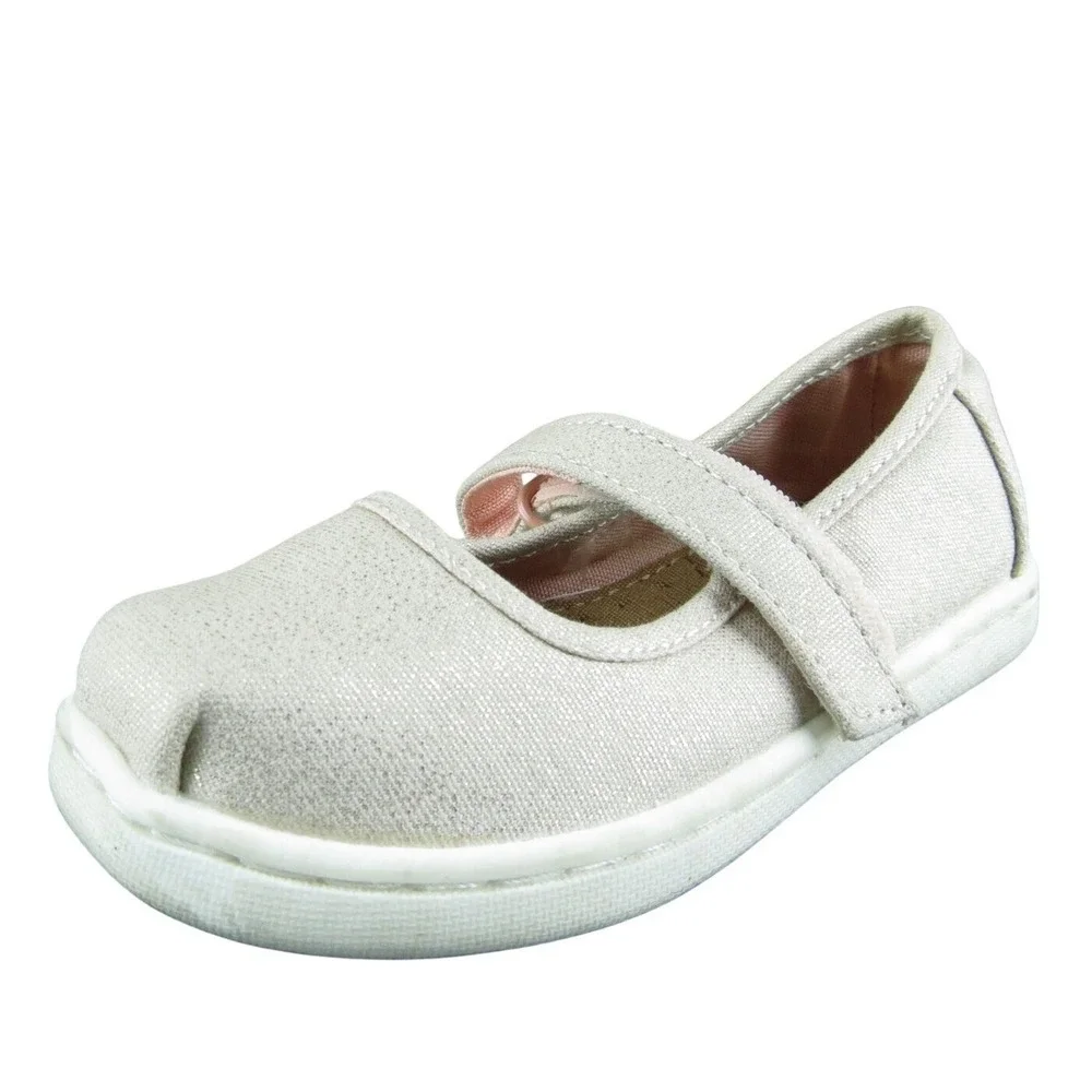 TOMS Girls Mary Jane Shoes Pink Fabric Hook &‎ Loop Size T 7 Medium